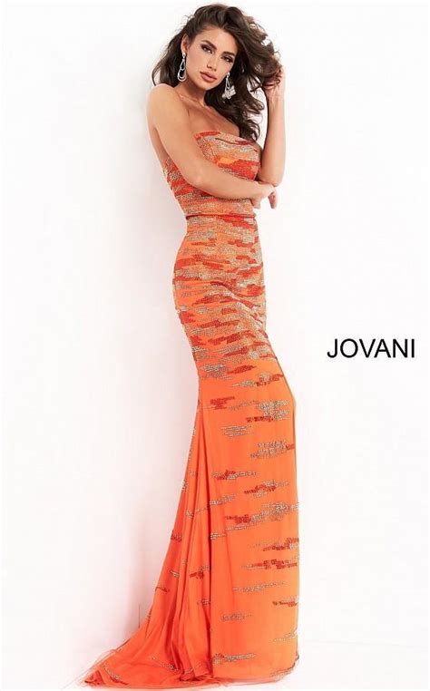 Orange Jovani 00683 Prom Long Strapless High Slit Dress For 344 99