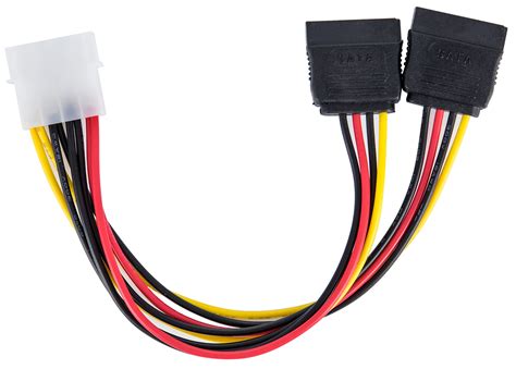 Stromadapter Y Kabel 10 Cm Molex 4 Pin Auf 2x SATA 15 Pin