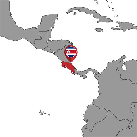 Pin Mapa Con La Bandera De Costa Rica En El Mapa Mundial Ilustraci N