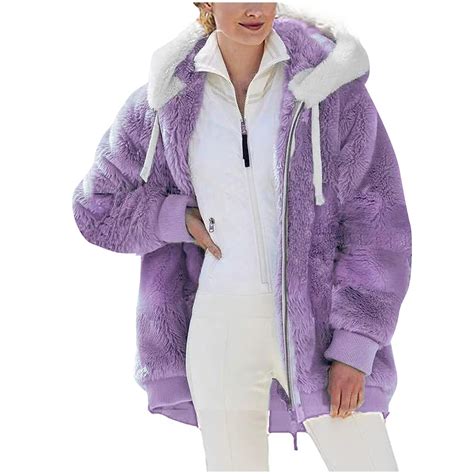 Womens Winter Warm Bed Jacket Oversized Fleece Coat With Hood Sherpa Fur Plus Size Teddy