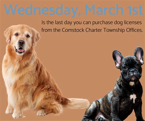 Last day to purchase 2023 dog licenses is March 1, 2023 – Comstock Township