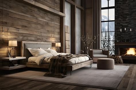 Premium AI Image | Rustic interior design of modern bedroom