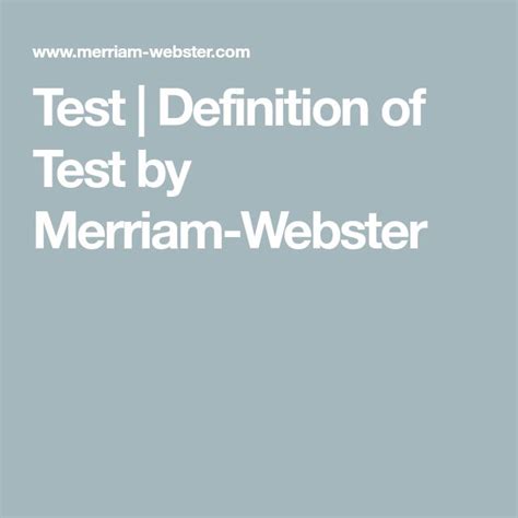 test definition  test  merriam webster