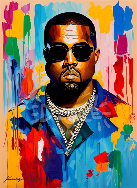 Kanye West Oil Painting Colorful Portrait Poster High - Etsy