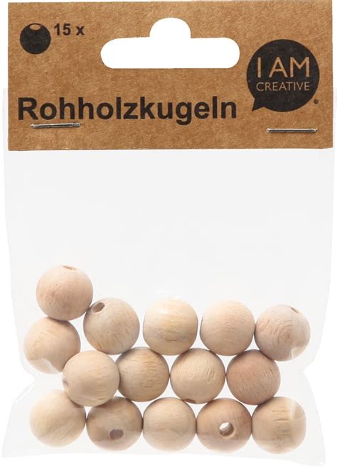 Rohholzkugeln Holzperlen aus unbehandeltem Holz FSC Natur ø 15 mm