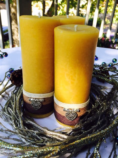 Pure Beeswax Candles Handmade Beeswax Pillar Candles Hemp Cord Wrapped