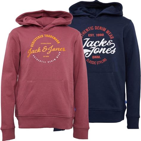 Buy JACK AND JONES Boys JJBrat Two Pack Hoodies Navy Blazer/Hawthorn Rose