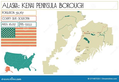 Map Of Kenai Peninsular Borough In Alaska Usa Stock Vector