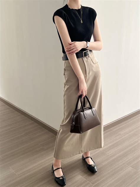 Rok Coklat Khaki Y2k Vintage Retro Skirt Midi A Line Belt Pome Span