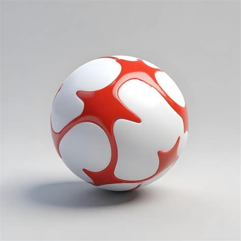 A Red And White Soccer Ball With A Red And White Design On It Premium