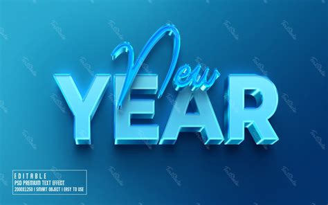 Blue Glass New Year Text Effect Photoshop PREMIUM PSD File