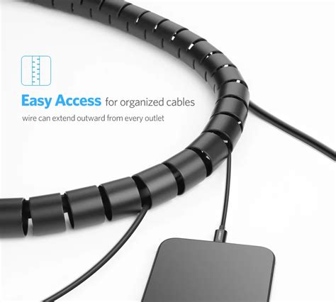 Ugreen Cable Holder Organizer 25mm Diameter Flexible Spiral Tube Cable