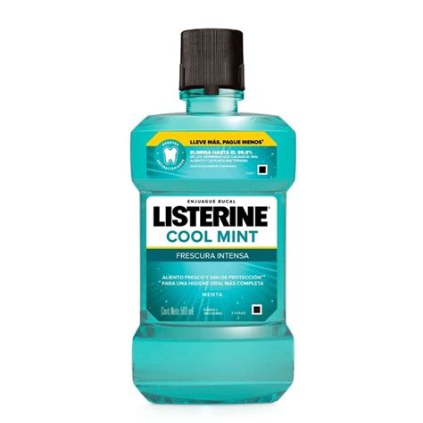 Listerine Enjuague Bucal Cool Mint 24Hs 500 Ml Listerine Enjuague