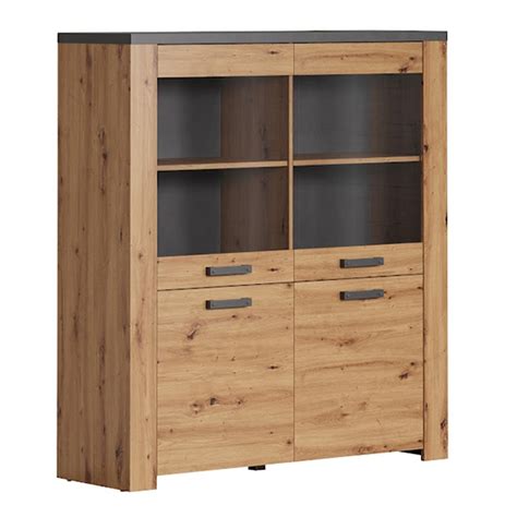 Fero Display Cabinet Wide In Artisan Oak And Matera With Led