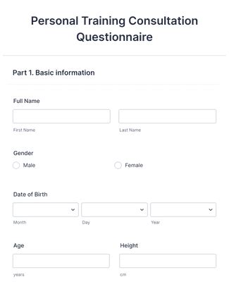 Personal Training Client Intake Form Template Jotform