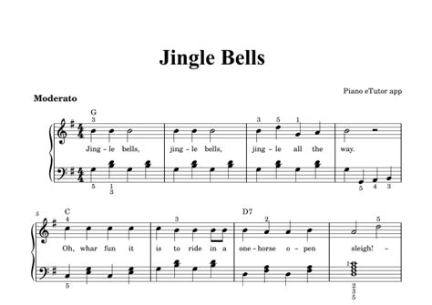 Jingle Bells Piano Sheet Music Arr Piano Etutor App By Traditional