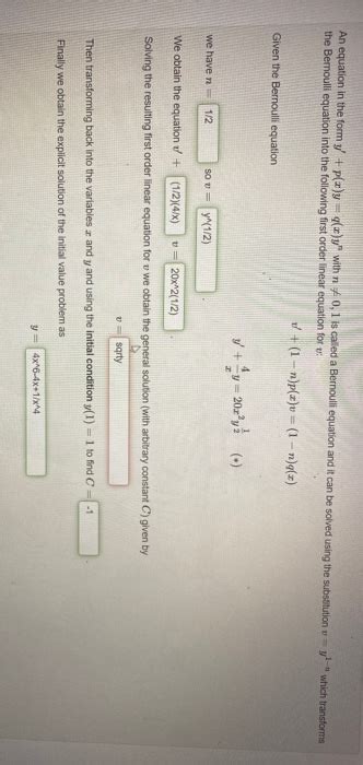 Solved An Equation In The Form Y P X Y A Z Y With N Chegg