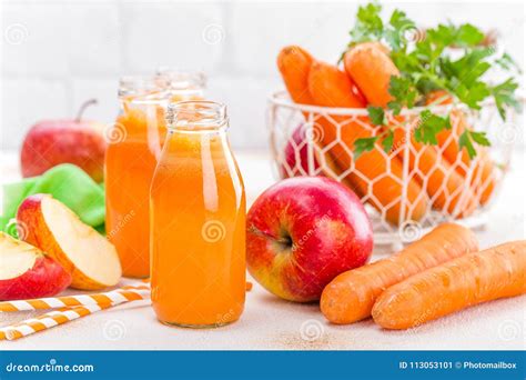 Fresh Carrot And Apple Juice On White Background. Carrot And Apple ...