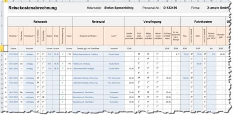 Excel Reisekostenabrechnung