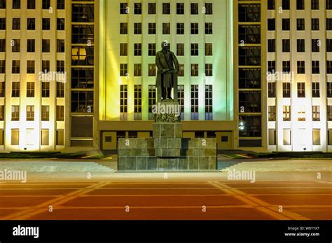 Minsk Belarus June Monument Of Lenin In Front Of