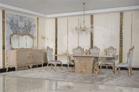 Casa Padrino Conjunto De Comedor Barroco De Lujo Plata Gris Oro 1