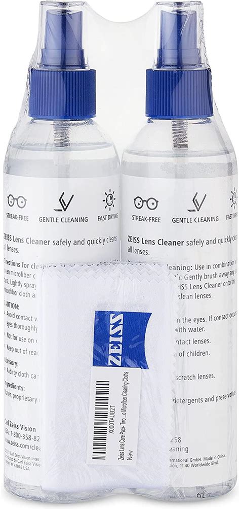 Zeiss Lens Cleaning Solution Kit 2 Bottles Of Lens Cleaner And Microfiber Cloths 8 Fl Oz 2 Pk