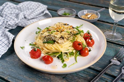 Kabeljauw Met Pesto En Linguine Freshly Fish