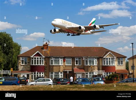London United Kingdom August 1 2018 Emirates Airbus A380 Airplane