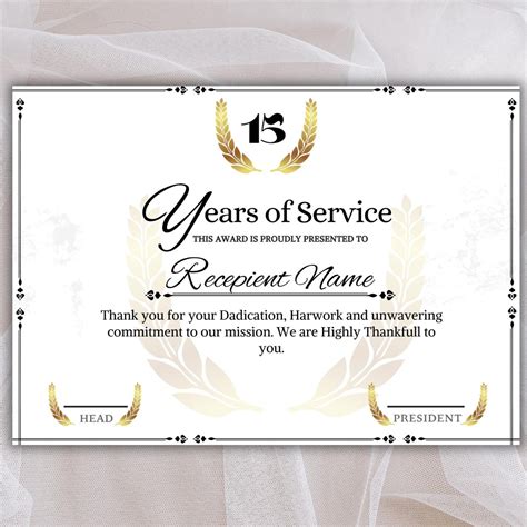 Editable Years of Service Award Certificate, Employee Work, Anniversary