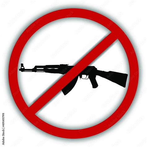 Vecteur Stock Vector Image Of A Prohibition Sign On Which An Ak