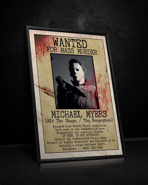 Michael Myers Wanted Poster Print From Halloween Etsy