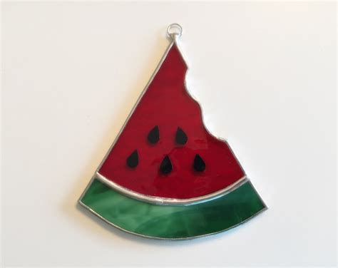 Handmade Stained Glass Watermelon Slice Suncatcher Etsy