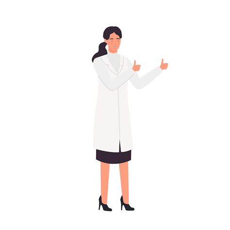 Premium Vector Female Doctor Showing Thumb Up Gesture