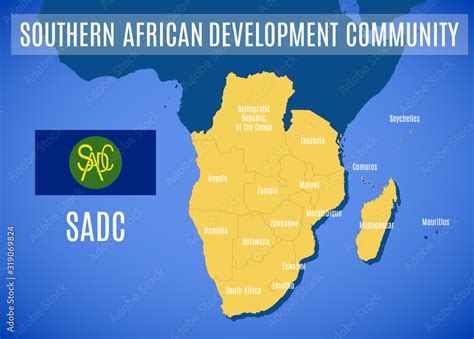 Vector Map Of The Southern African Development Community Sadc Stock