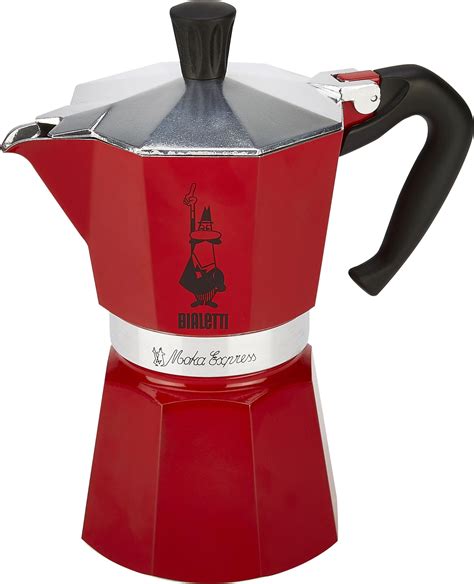 Bialetti Moka Color Stove Top Espresso Coffee Maker 6 Cup Red