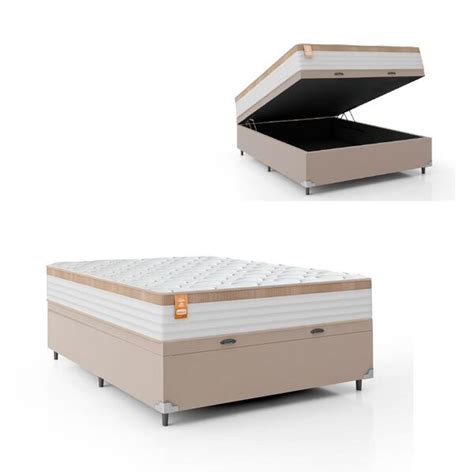 Cama Box Baú Casal Colchão Molas Ensacadas Real 138x188x68cm Branco