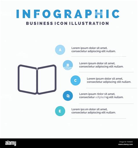 Open Book Page Layout Cover Line Icon With Steps Presentation