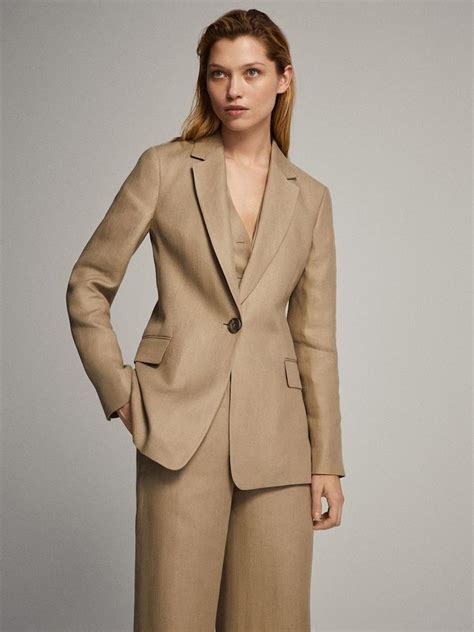 Linen Blazer Women Massimo Dutti Womens Fashion Blazer