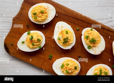 Devilled Eggs With Chives Hi Res Stock Photography And Images Alamy