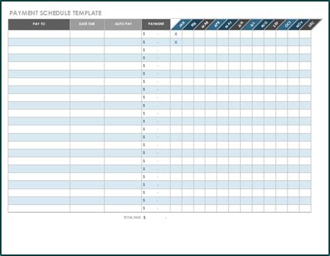 Free Printable Payment Schedule Template