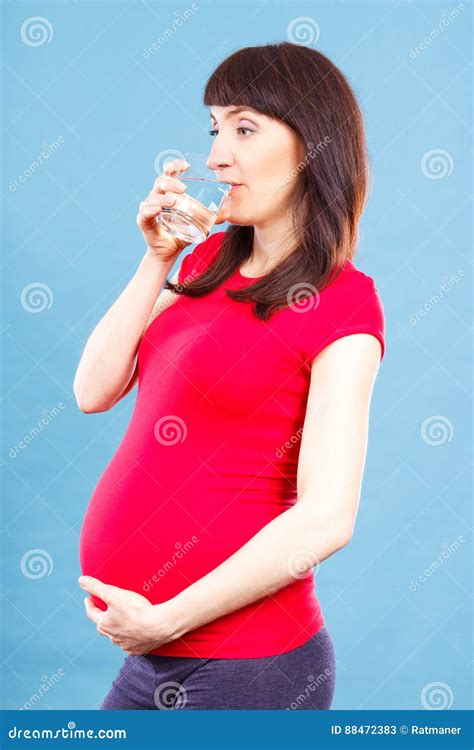 Pregnant Woman Drinking Water Healthy Lifestyle And Hydration In