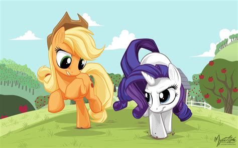 Applejack And Rarity Run By Mysticalpha On Deviantart