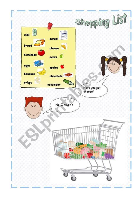 Shopping List Esl Worksheet By Stainboy76