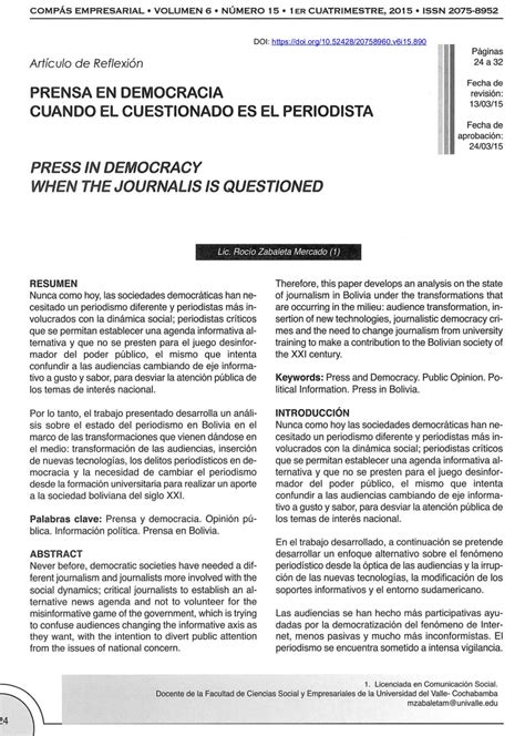 Prensa En Democracia Cuando El Cuestionado Es El Periodista Revista