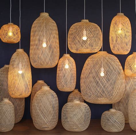 Bamboo Pendant Light Boho Ceiling Light Fixture Fishing Etsy