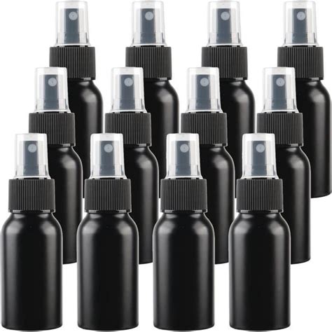 12 Pièces Portable Vide 50 Ml Noir Pulvérisateur En Aluminium Flacon