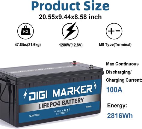 Digi Marker Bater A De Litio Lifepo De V Y Ah Recargable De