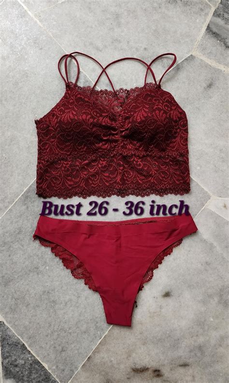 Maroon Lingerie Set Women S Fashion New Undergarments Loungewear On