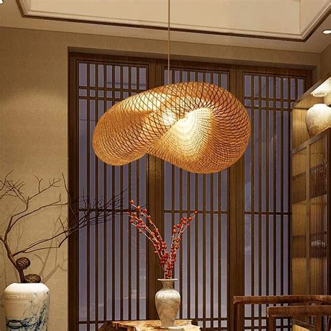 Bamboo Lantern Pendant Lamp Retro Japanese Style E Chandelier