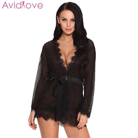 Aliexpress Buy Avidlove Long Sleeve Robe Lace Sexy Lingerie Long